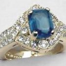 Simulated Sapphire and Crystal Ring size 7