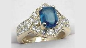 Simulated Sapphire and Crystal Ring size 7