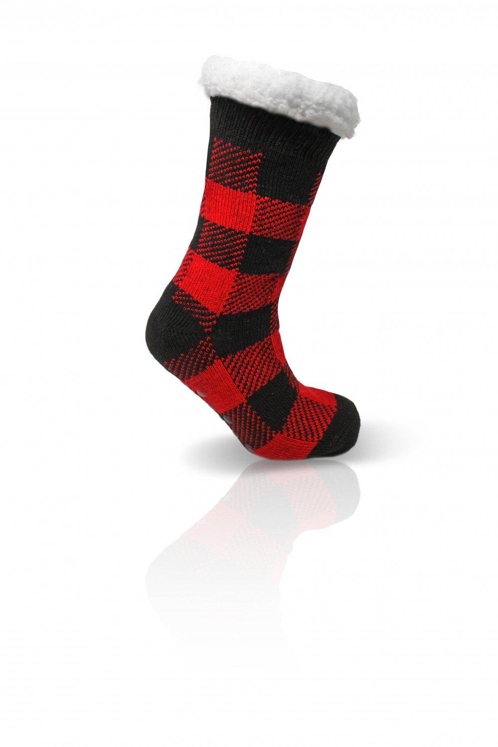 Cozy Sherpa Slipper Socks with Anti-Skid Grippers Size 9-11