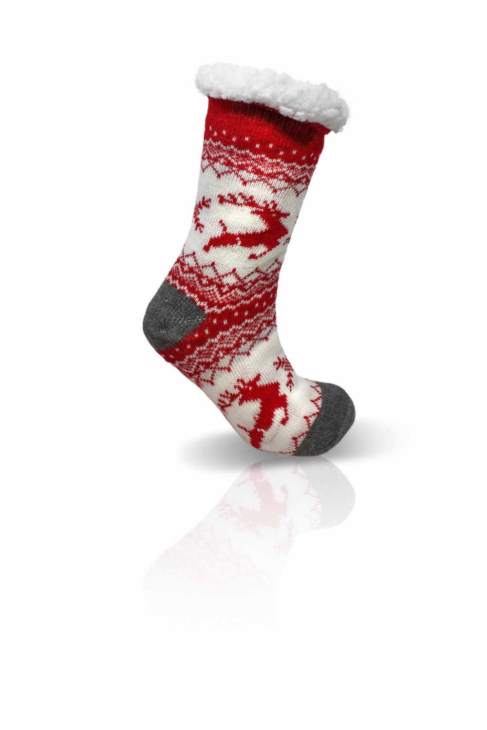 Cozy Sherpa Slipper Socks with Anti-Skid Grippers Size 9-11