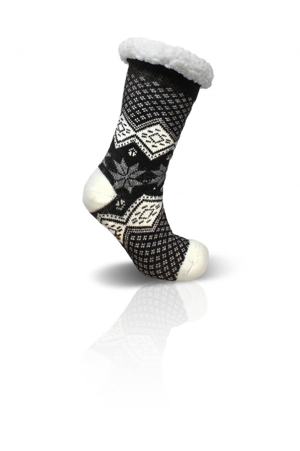 Cozy Sherpa Slipper Socks with Anti-Skid Grippers Size 9-11