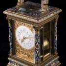 Decor Art France Bronze Enamel Coach clock with polychrome enamels