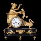 Decor Art France Faure Menton Bronze Mantle clock Lady with a dog Empire style