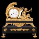 Decor Art France Bronze Mantle clock Empire style Antique helmet with a Cupid