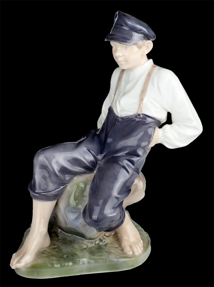 Decor Art. Danish Royal Porcelain Thomsen Figurine. Fisherman-boy.