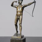 Decor Art. Germany. Bugler Bronze Sculpture. Young nude man with a bow.