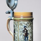 Decor Art. Germany. Pottery Glaze Beer mug. Hunters with their prey.