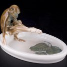 Decor Art. Bavaria Rosenthal Porcelain Ashtray with a monkey figurine.