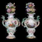 Decor Art Germany Meissen Two decorative vases with landscapes and flowers