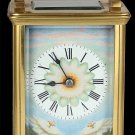 Decor Art. France. Bronze Coach clock with a painted front porcelain panel.