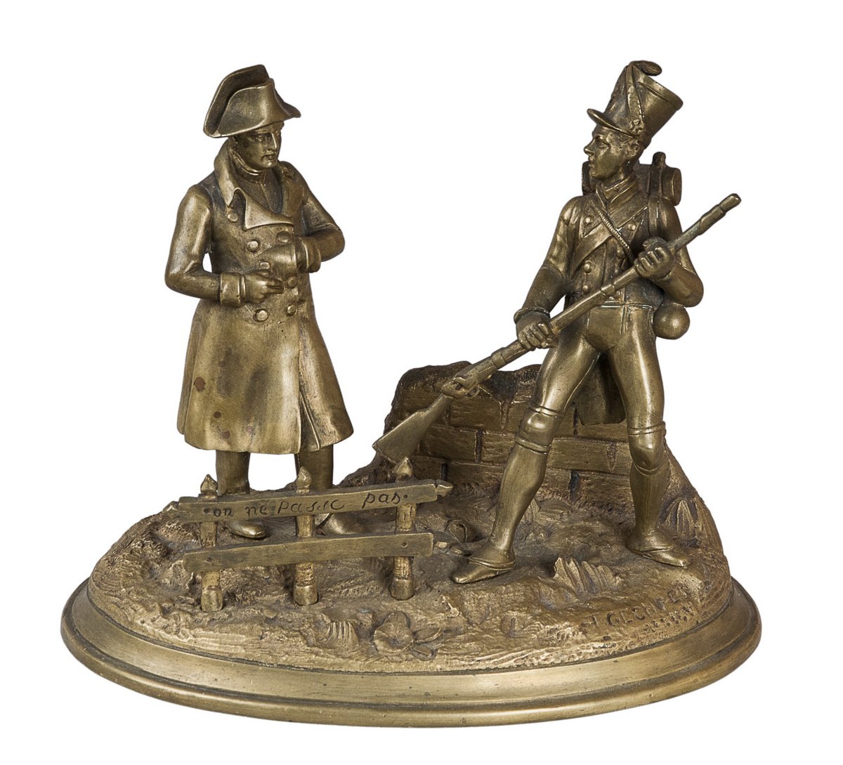 Decor Art France Bronze Sculpture Nobody shall pass Soldier on duty and Napoleon