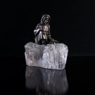 Decor Art. Russia. Silver Crystal Desk sculpture Eskimo woman on the ice.