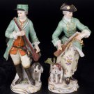 Decor Art Germany Meissen Set of two sculptures Hunter and Huntress with dogs