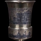 Decor Art Russia Silver Shot glass with patina panorama of architectural views