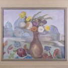 Kashina Nadezhda. Still Life. Vase with flowers and fruits. Oil. Russia 1930s.