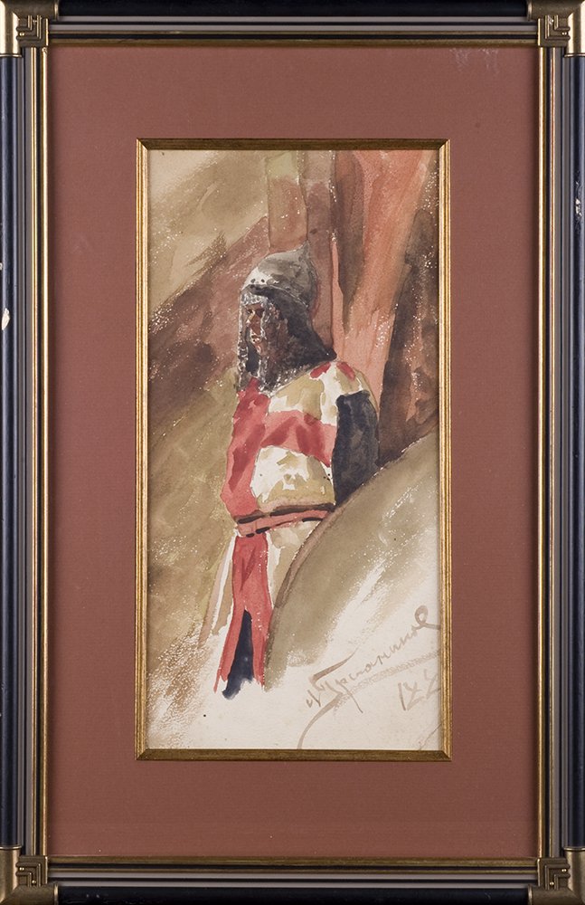 Grechaninov Nikolai Ivanovich. Warrior (Ratnik). Oil Painting Russia