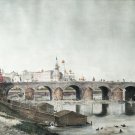 View of the Moscow Kremlin from the Stone Bridge. Engraving Watercolor XIX cent