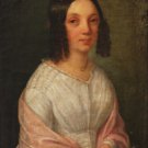 Original Russian painting: Portrait of a girl in a white dress. Biedermeier. Unknown German artist