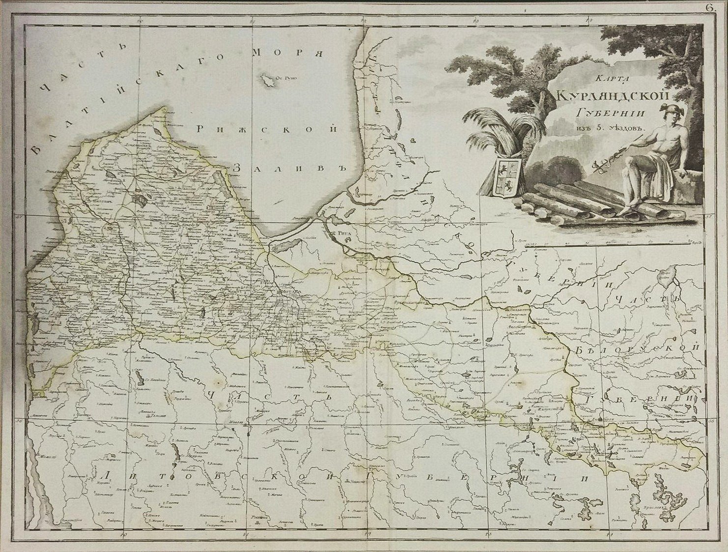 Map of Courland province of 5 counties