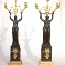 Pair of Empire style fireplace chandeliers