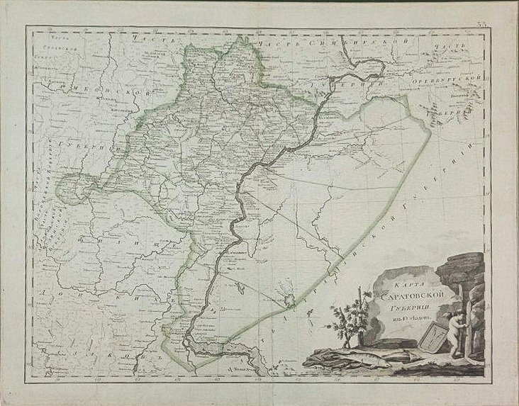 Map of the Saratov province of 10 counties.