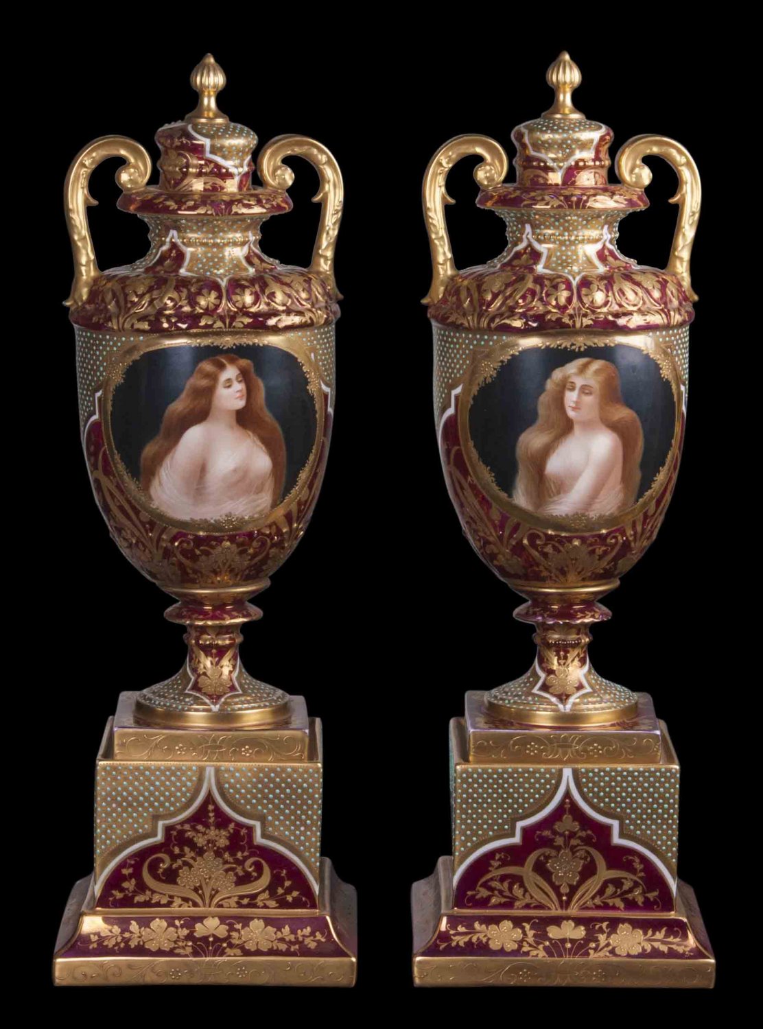 Decor Art. Austria. Porcelain Two vases with women