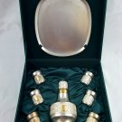 Cognac set of cupronickel with gold and silver plating, withinscription.6 glasses, tray, decanter Cognac set of cupronickel with gold and silver plating, withinscription.6 glasses, tray, decanter