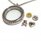 30mm locket with charms and 50 cm long chain