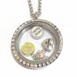 30mm locket with charms and 50 cm long chain
