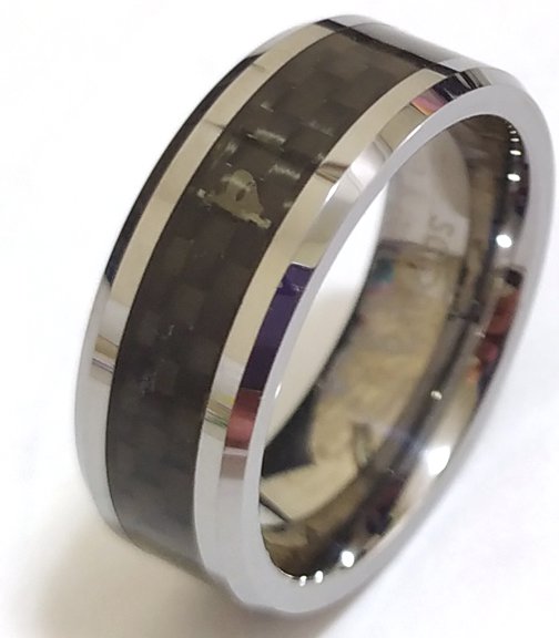 Tungsten Carbon Fiber Wedding band (ring), size 21
