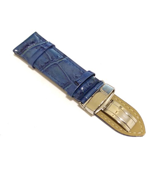 Mens Watch Strap Genuine Leather Swiss Quality Butterfly Buckle 24mm