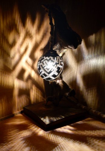 Stylish  Hand Crafted Lamp Made With Coconut Shell and Wood