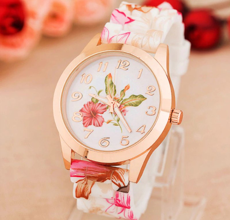 Luxury Flower Pattern Ladies Watch - Orange