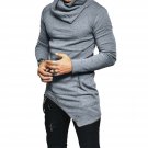 K-POP gothic turtule neck unbalanced black grey beige tee t-shirt jersey
