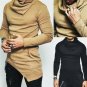 K-POP gothic turtule neck unbalanced black grey beige tee t-shirt jersey