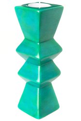 Teal Pleated Soapstone Candle Holder