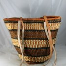 Large African Organic Sisal Leather Kiondo Tote Basket Handbag