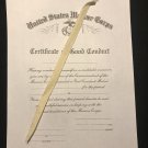 USMC Marine Good Conduct Medal certificate