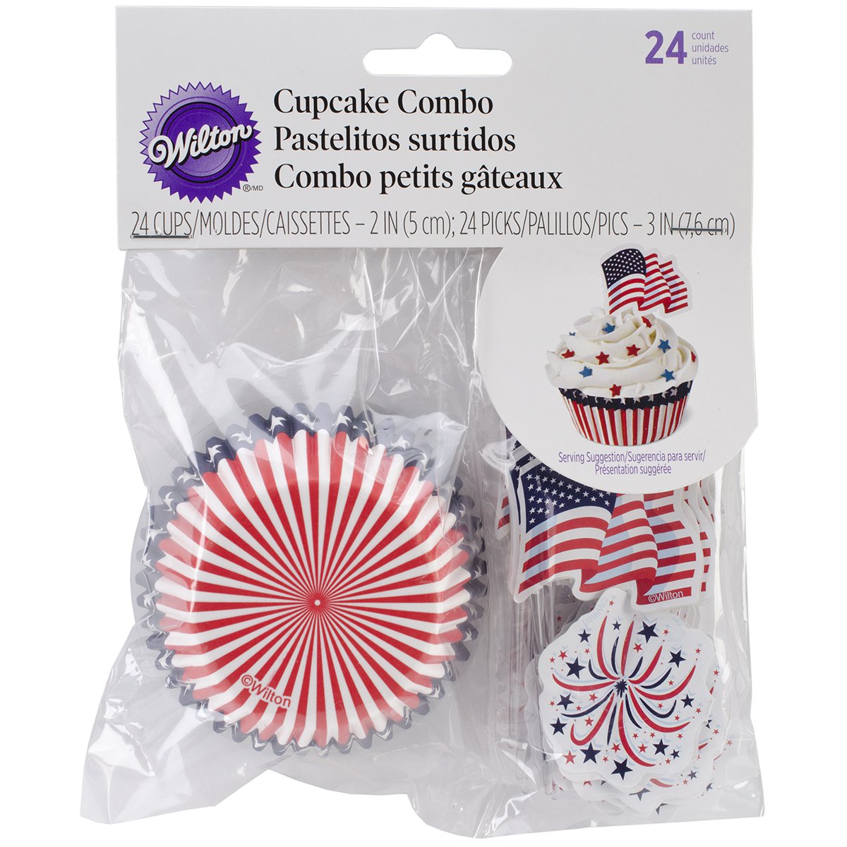 Cupcake Combo Pack-Red, White, And Blue 24/Pkg