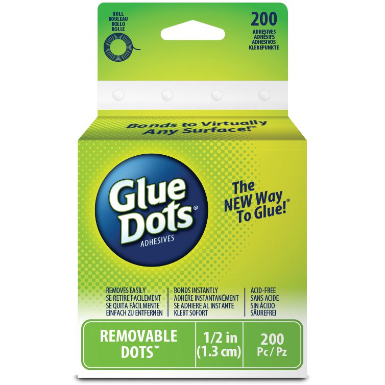 Glue Dots Clear Dot Roll-Removable .5" 200/Pkg