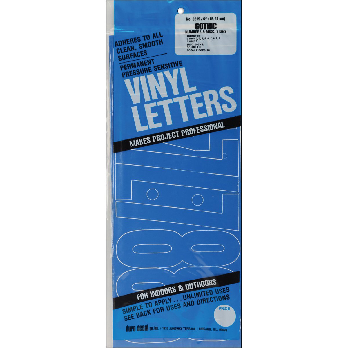 Permanent Adhesive Vinyl Numbers 6 inches, Blue