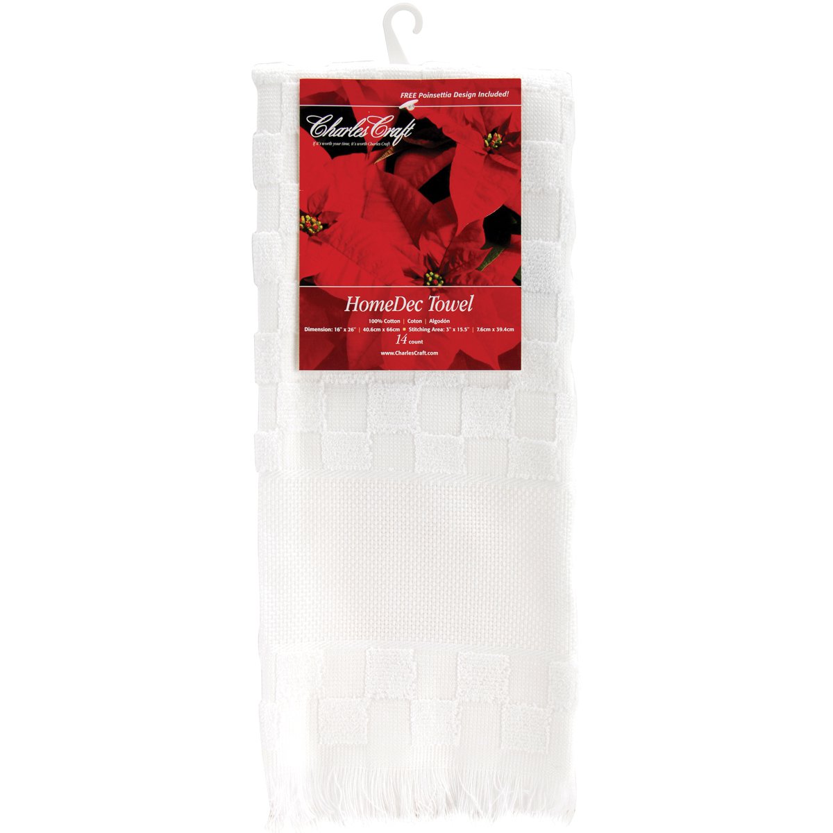 Charles Craft Home Dec Check Towel 14 Count 16"X26"-White