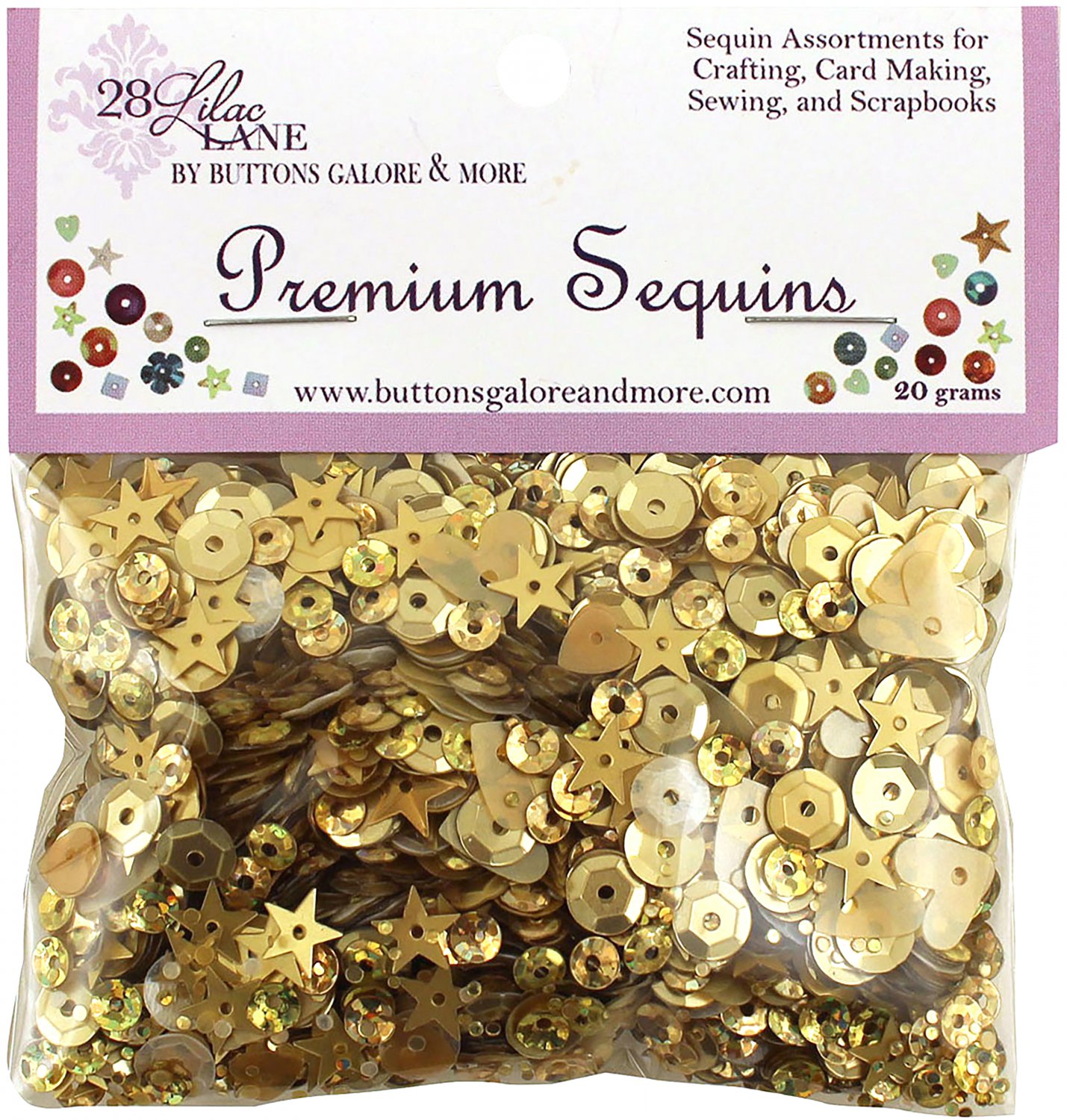 28 Lilac Lane Premium Sequins 20G-Golden