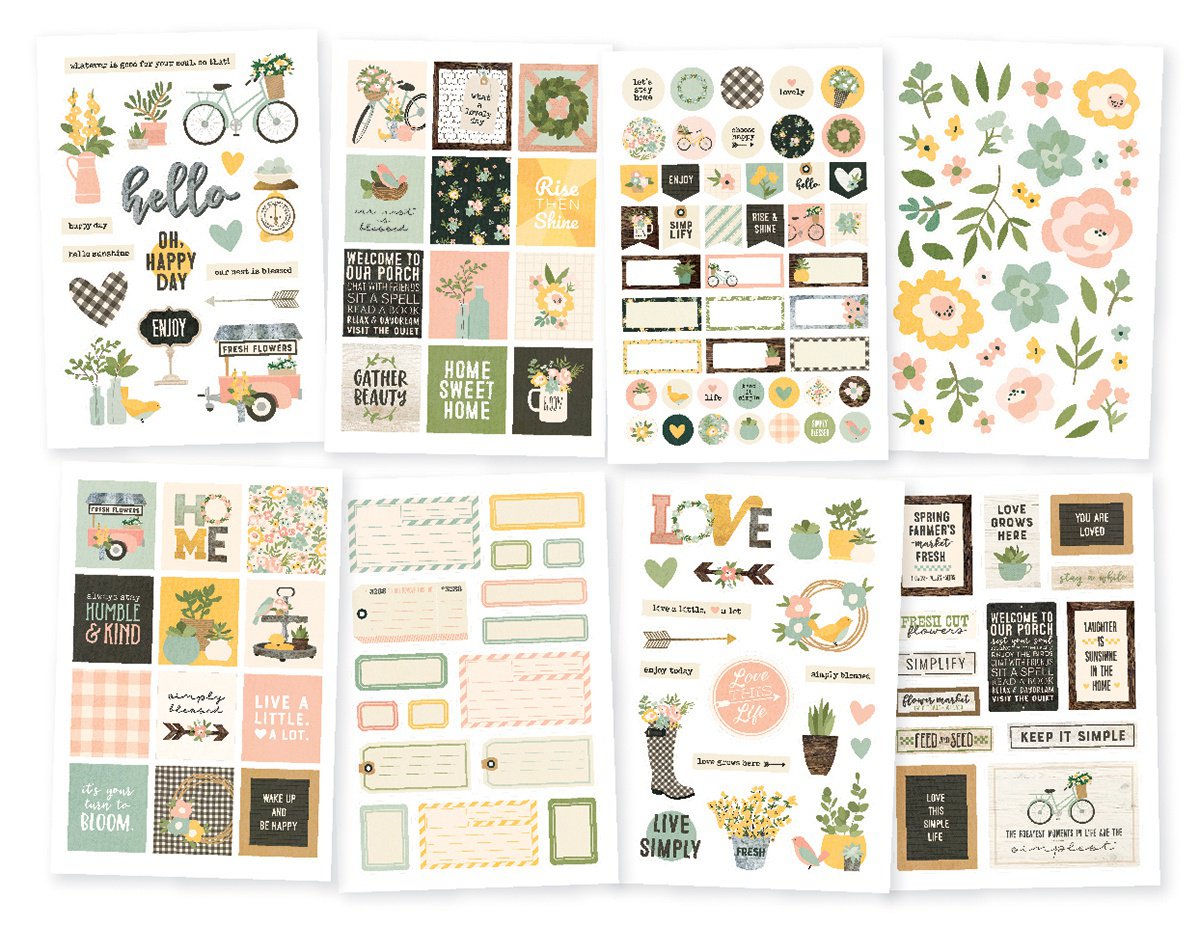 Spring Farmhouse Stickers 4"X6" 8/Pkg-