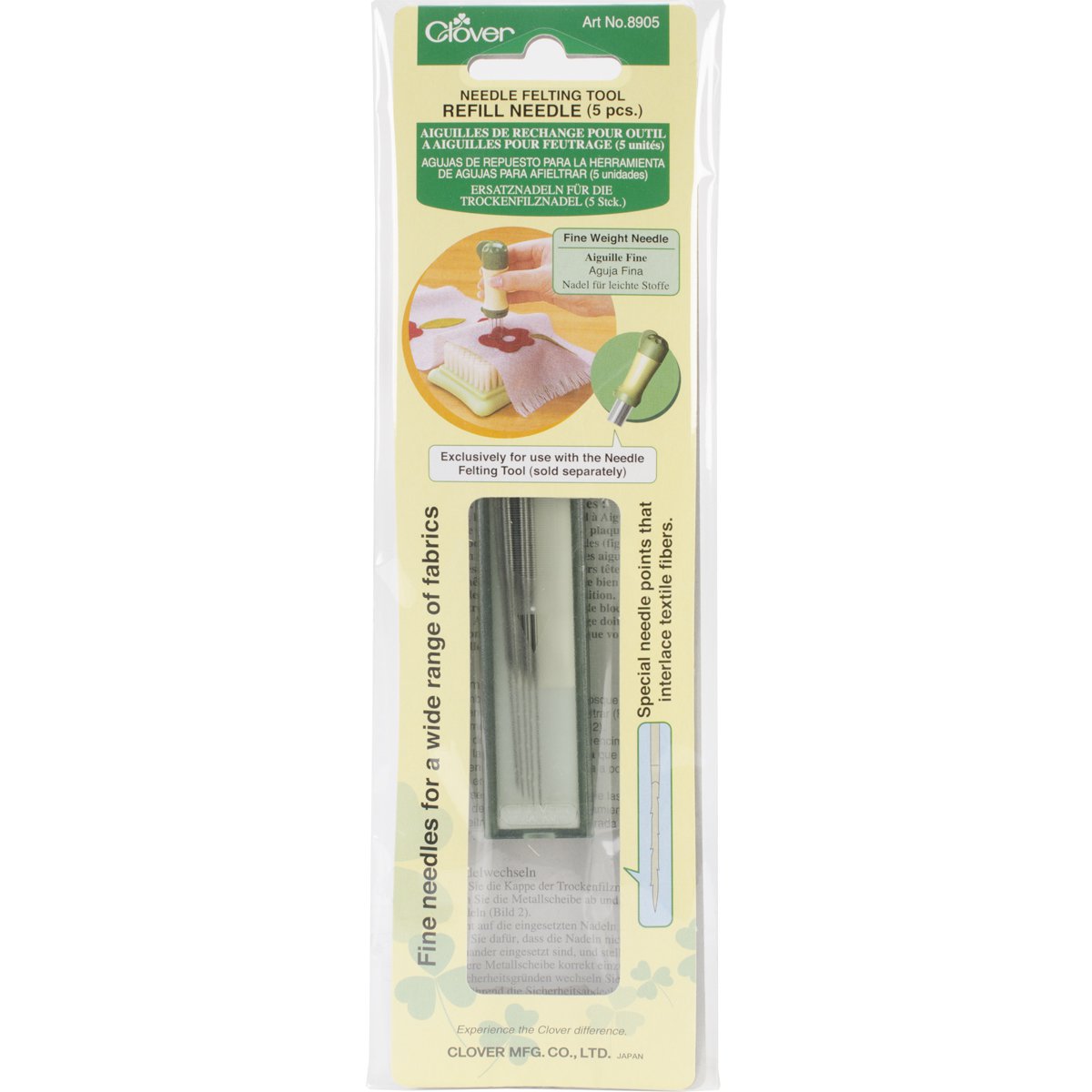 Clover Felting Needle Tool Refill Fine Weight 5/Pkg-
