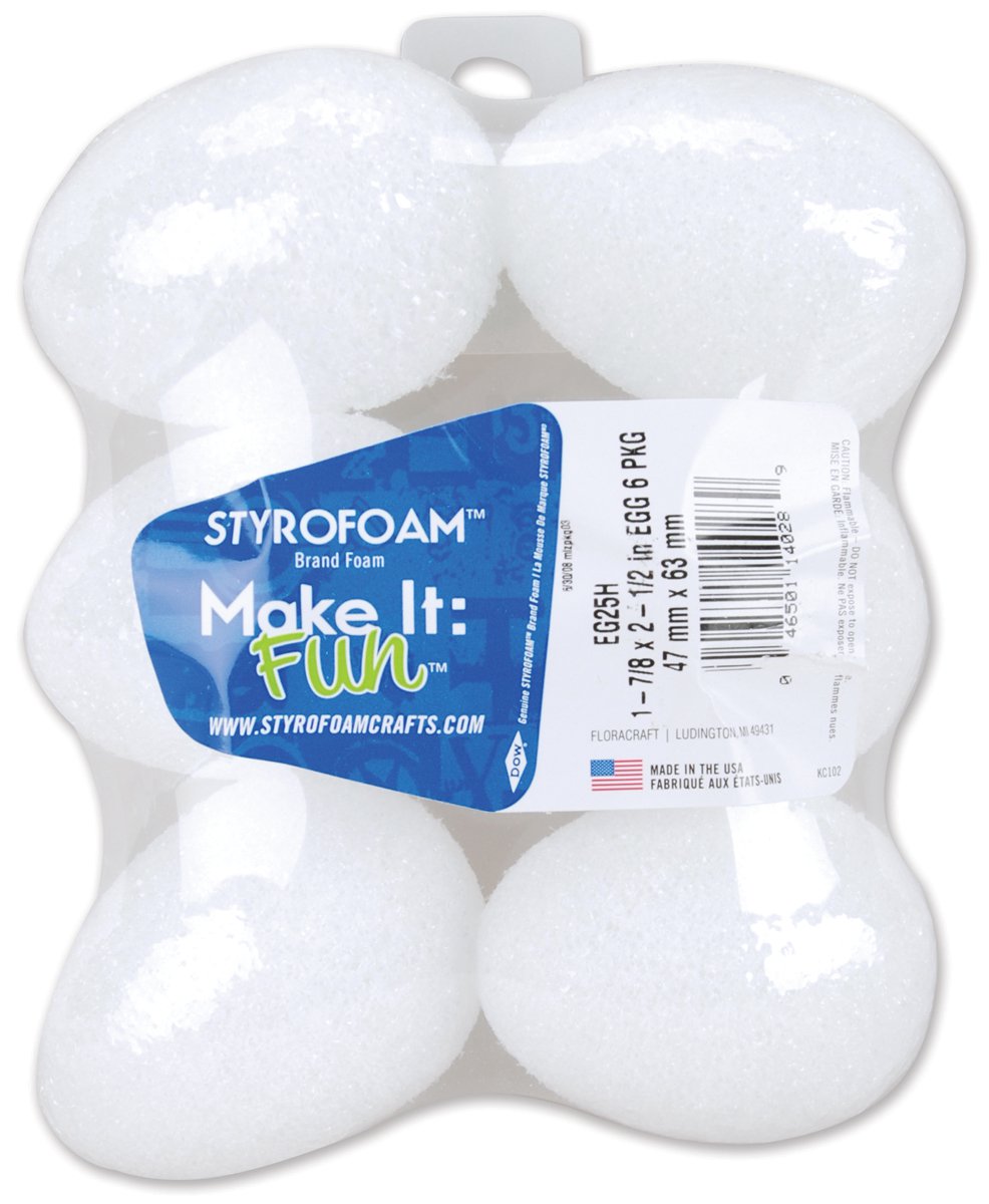 Styrofoam Eggs 2.5X1.5 inches
