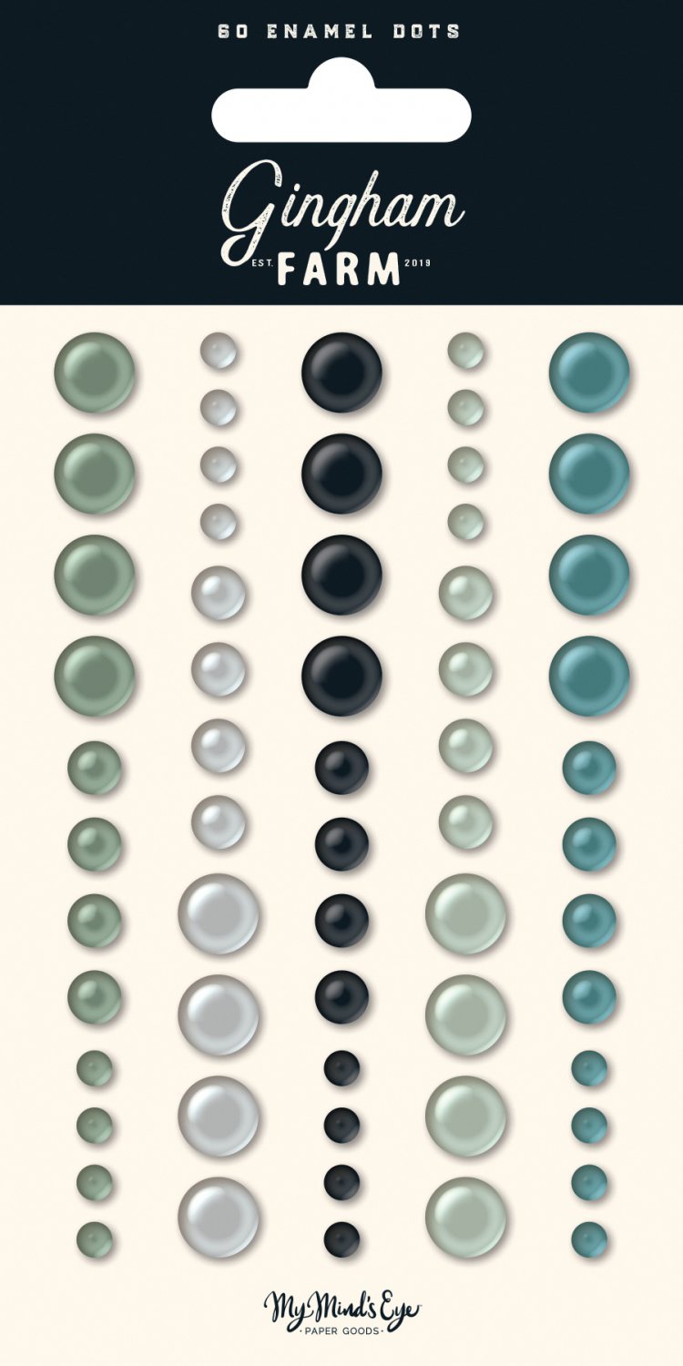 Gingham Farm Adhesive Enamel Dots 60/Pkg-