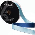 Cascade Double Faced Satin Ribbon .875"X20yd-Light Blue/Navy