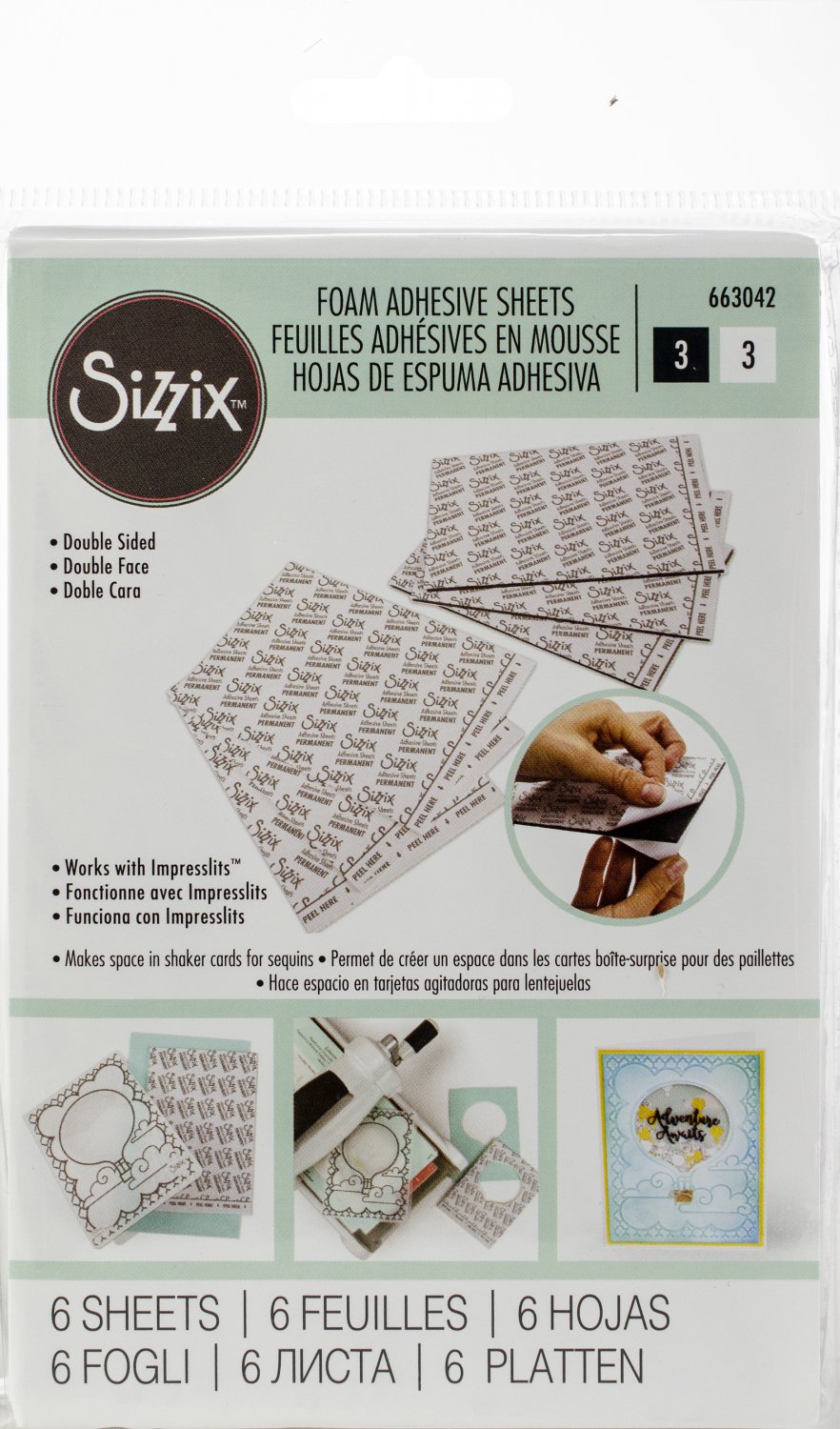 Sizzix Adhesive Sheets 4"X6" 6/Pkg-
