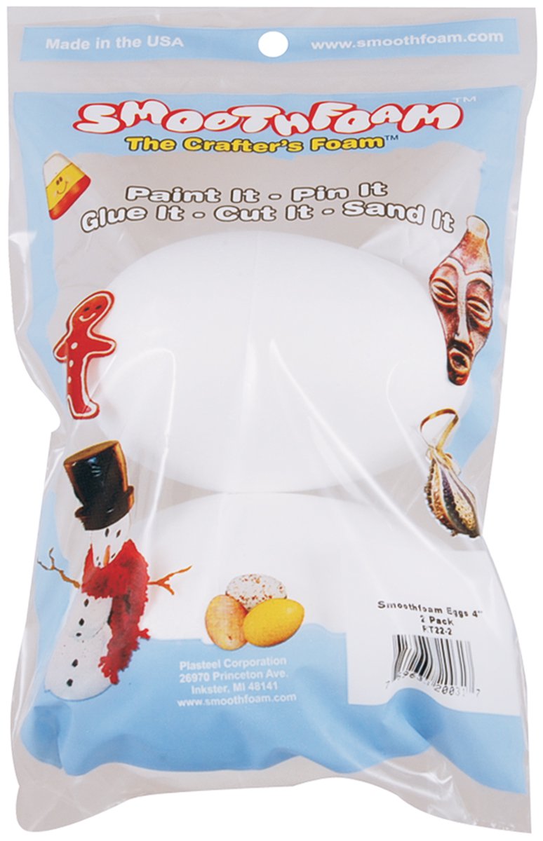 Smoothfoam 2/Pack Egg Crafts Foam for Modeling, 4-Inch, White (RT22-2)